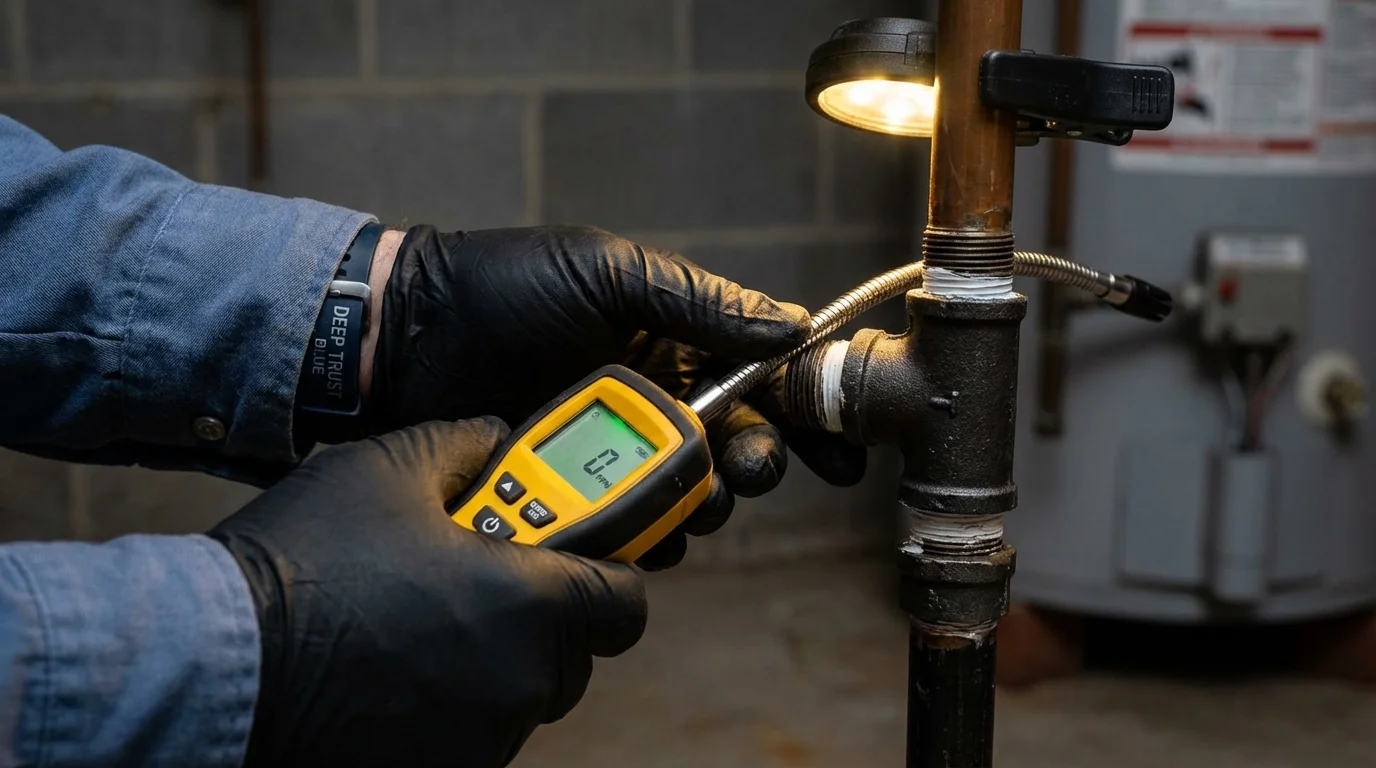 Gas leak detection with electronic sniffer by Johns Plumbing LLC in Munster