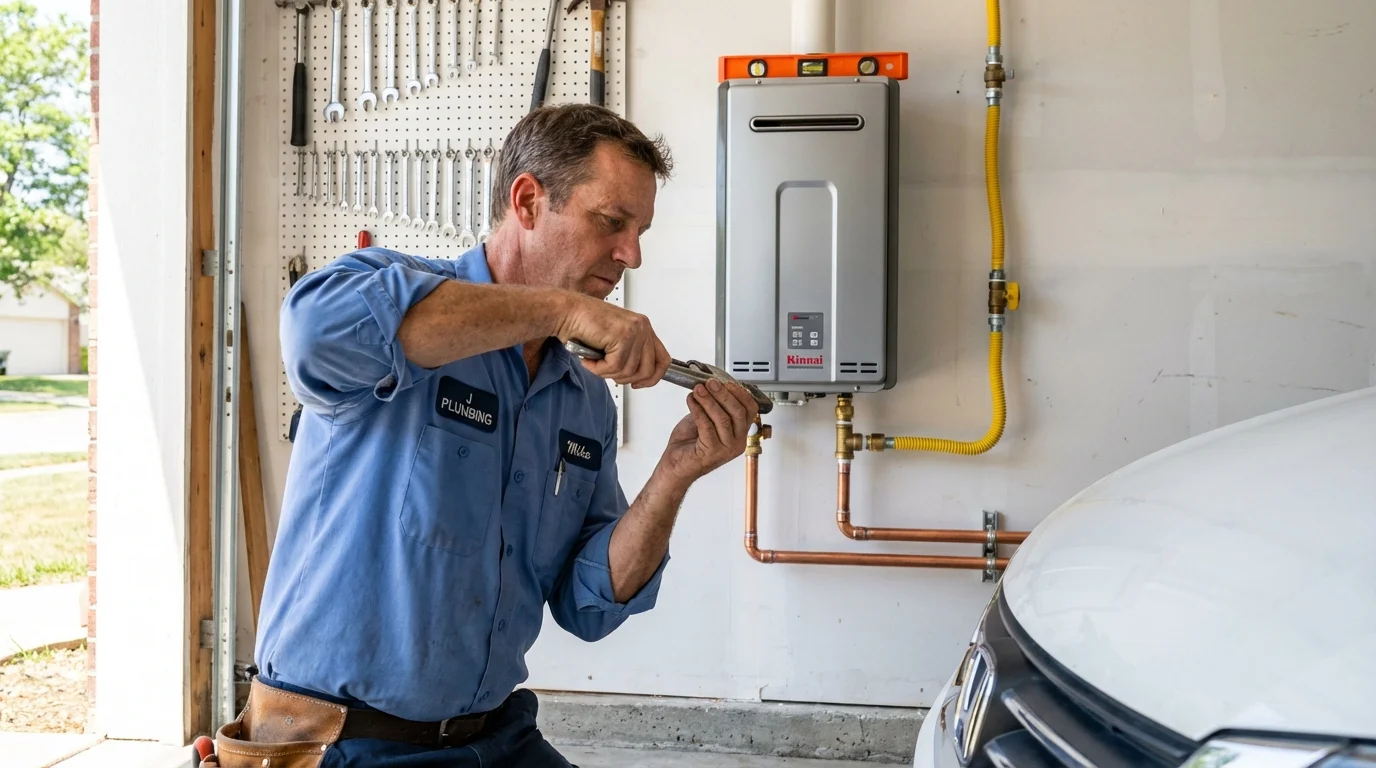 Tankless water heater installation by a Johns Plumbing LLC plumber in Munster